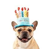 Dog Birthday Party Supplies, Party Hat with Elastic Chin Strap, Soft Plush Cake Cap, Photo-Ready Dog & Cat Hat, Fits Small/Medium/Large, Dog Birthday Decorations & Gift(Blue)