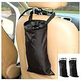 2PCS Car Trash Bag, Auto Portable Trash Can Universal Hanging Car Garbage Bag, Waterproof Garbage Can with Elastic Opening, Car Organizer Auto Accessories for Car, Home, Outdoor