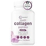 Micro Ingredients Multi Collagen Pills for Women & Men, 240 Capsules | Type I, II, III, V, X - Hydrolyzed Peptides with Biotin, Hyaluronic Acid & Vitamin C | Hair, Skin, Nail & Joint Support*