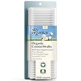 Sky Organics - Organic Cotton Swabs, 500 ct. - Ultra Soft Tips - Strong & Durable - Hypoallergenic - Chlorine Free - Sustainable - with Ebook - Natural, Vegan & Cruelty Free - Skin Care & Self Care
