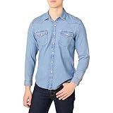 Amazon Essentials Men's Slim-Fit Long-Sleeve Denim Shirt with Snap Buttons, Light Blue, XX-Large