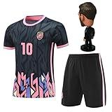 RIKPR Soccer Jersey for Boys Girls Youth Size Uniform Kids Football Shirt Birthday Present (Black, 8-9years/size24)