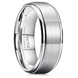 King Will Men's Tungsten Carbide Ring 8mm Polished Beveled Edge Matte Brushed Finish Center Wedding Band(9)