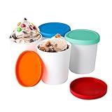 Ice Cream Containers for Homemade (4 Pack - 1 Quart Each), Reusable Ice Cream Storage Containers for Freezer, Leak-Free Ice Cream Containers with Silicone Lids
