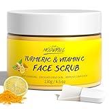 Vitamin C and Turmeric Face Scrub Cream Organics Microdermabrasion Facial Scrub Exfoliating Clears Blackheads Improve Dark Spot Acne with Strawberry Extract Exfoliator 130g/4.5oz
