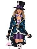 Leg Avenue Women's 4 Pc Delightful Mad Hatter Halloween Costume, Multicolor, 3X-4X