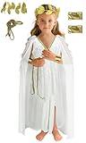 UQJE 6Pcs Kids Greek Toga Costume Set Halloween Cosplay Roman Goddess Grecian Outfit for Children