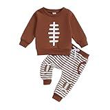 Football Baby Boy Clothes Baby Football Outfit Long Sleeve Sweatshirt Football Pants Cute Fall Winter Outfits (Brown, 18-24 Months)