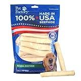 Pet Factory 100% Made in USA Beefhide Chip Rolls Dog Rawhide Chews - Thick, Long-Lasting Chews for Dental Health & Safe Chewing from American Cattle - 5 Inches (Pack of 22)