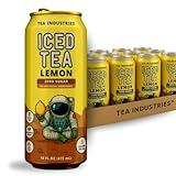 Tea Industries Sugar Free Iced Tea – Black Tea with Lemon, Low Calorie Electrolyte Hydration Drink, Citrus Flavor, 16oz Cans (12-Pack)