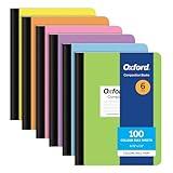 Oxford Composition Notebooks, 6 Pack, Cover Colors Vary, College Ruled Paper, 9-3/4 x 7-1/2 Inch School Journals, Assorted Pastel Covers, 100 Sheets, per Book (63760)
