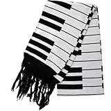 Alberts Gifts Music Deluxe Keyboard Knit Scarf/Black & White Scarf / 9" by 68"