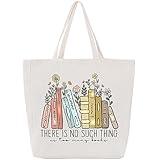 LEADO Cute Canvas Tote Bag with Pockets, Book Lovers Gifts - Thanksgiving, Birthday, Christmas Gifts for Book Lovers Women - Reading Accessories, Librarian, Bookish, Readers, Teacher, Library Present