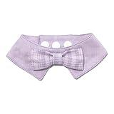 FURALETTE Dog Bandana with Plaid Bow Tie, Soft and Durable Polyester Pet Scarf, 7 Sizes for Cats and Dogs, Adjustable Triple-Snap Closure (Purple, XX-Large)
