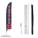 Vispronet Tattoo Feather Flag Kits - 13.5ft Flag Complete Pole Set with Ground Stake – Great For Businesses, Storefronts, Sales - Printed in The USA