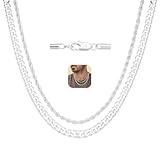 Diorra 2Pcs Silver Chain for Men, 925 Sterling Silver Necklace for Men Durable Figaro/Braided Rope/Snake/Tennis/Cuban Link Chain for Mens (20+22Inch)