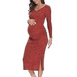 LAHILO Long Sleeve Maternity Sweater Dress for Fall Winter Baby Shower & Photoshoot - Women's Pregnancy Maternity Dresses