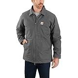 Carhartt Mens Loose Fit Washed Duck Sherpa-Lined Jacket (Big & Tall) Work Utility Outerwear, Gravel, Large Big Tall US