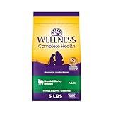 Wellness Complete Health Dry Dog Food with Grains, Natural Ingredients, Made in USA with Real Meat, All Breeds, For Adult Dogs (Lamb & Barley, 5-Pound Bag)