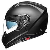ILM Modular Motorcycle Helmets for Adults Men Full Face Flip up Pinlock Compatible DOT Model 909 (Matte Black, S)