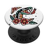 Snake Old School American Traditional Tattoo Flash PopSockets Standard PopGrip