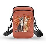 TODIYADDU Small Crossbody Cell Phone Purse for Women Couple Cat in Love Shoulder Sling Bag with Adjustable Strap and Zip Pocket Multipurpose Crossbody Wallet Phone Bag for Cards Keys Lipstick-1