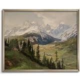 Nature Landscape Vintage Wall Art for Home Decor, Mountain View Canvas Wall Art, Farmhouse Muted Spring Summer Paintings Art Picture Aesthetic for Bedroom Bathroom Living Room Office Decor (8" x 10"-UNFRAMED)