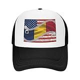 America Flag and Chad Chadian Flag Trucker Hats Baseball Cap for Men Women Snapback Adjustable Dad Cap Summer Mesh Breathable Caps Golf Cap Black