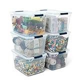 Rubbermaid Cleverstore Clear 32 Qt, 6 Pack Stackable Plastic Storage Bins with Lids, Great for Closet and Laundry Storage, Organizing in the Home