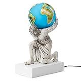 Funderstood Atlas World Globe Portable Touch Night Light, 4 Mode Removable Glowing Globe, Bedside Light, Figurine w/LED Light, USB Option, 8.5" x 5.5" x 3.5" Children's Bedroom Decor
