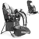 besrey Baby Backpack Carrier, Toddler Hiking Backpack with Safety 3-Height Seat, Adjustable Straps&Waist Belt, Foldable Frame Lightweight Large Capacity Child Carrier for Hiking (Black)