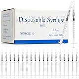 Meterbox 100 Pack 1ml Syringes with Needle - 27G 1/2 inch Disposable 1cc Luer Lock Syringe for Scientific Lab Use, Sterile Individually Wrapped