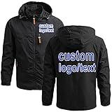 Custom Jackets for Men Design Your Own Windbreaker Personalized Rain Jacket With Logo Text Black M