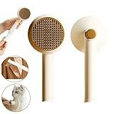 BoBow Self-Cleaning Slicker Brush with Release Button - Skin-friendly Deshedding Grooming Sticky Hair All-in-one Grooming Brush for Long or Short-Haired Pets