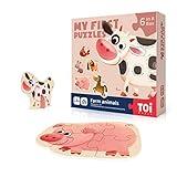 Toi 6 Packs Large Piece Toddler Jigsaw Puzzles for Kids Aged 2.5+, Animal Shaped Floor Puzzles for Beginner, Preschool Learning Game for Boys Girls, Farm Animals