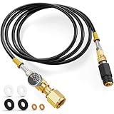 CALPOSE Soda Machine CO2 Adapter,Soda Machine CO2 Refill Quick Connect Adapter with Gauge and Bleed Valve,Soda Maker Part with CGA320 to TR21-4 Soda Machine Compatible for Fizze, One Touch, Jet