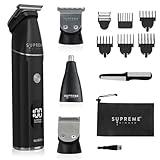 Supreme Trimmer All-in-One Waterproof Multigroomer for Men | Beard, Body, Pubic & Nose Hair Trimmer Kit | No-Nick LCD Grooming Clippers, Rechargeable Full Body Shaver | SMG3030
