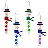 4E's Novelty Christmas Snowman Stick Ornament Craft Kit (12 Pack) Bulk Christmas Crafts for Kids Toddlers 3-4 4-8 DIY Winter Arts and Craft Kit Activity Project