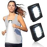 GOANDO 2 Pack Safety Jogging LED Light, Black, Water Resistant, 4 Modes, USB Charging, Strong Magnetic Clip for Night Running, Walking, Hiking