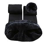 Romastory Winter Warm Women Velvet Elastic Leggings Pants (Black) one size