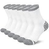 SEEKSOCK 6 Pairs Crew Socks for Women Hiking Athletic Running Cushioned Compression Breathable Cotton Socks, White