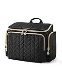 BAGSMART Travel Toiletry Bag, Large Wide-open Travel Bag for Toiletries, Makeup Cosmetic Travel Bag with Handle-Black