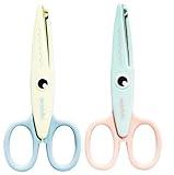 ANJOBIBI Decorative Pattern Edge Craft Scissors (2-Pack), Fancy Scissors, Suitable for Fun DIY Scrapbooking Crafting Projects for Kids Adults (Beige+blue)