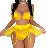 VENUS ALLURE Women's Sexy Princess Lingerie Set - Fairytale Cosplay Fantasy Costume (5- Gold, Medium)
