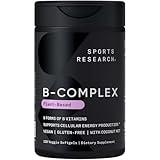Sports Research® Vitamin B-Complex - Full Spectrum of B Vitamins with Methylated B12 & Folate - Gluten Free · Plant-Based · Non-GMO · Vegan-Friendly Formula - 120 Veggie Softgels