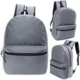 24-Pack 17" Backpacks for Kids - Bookbags in Bulk for Elementary, Middle, and High School Students, Gray