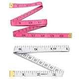 HUAHAITGCH Tape Measure Soft Measuring Tape for Body Fabric Sewing Tailor Cloth Knitting Measurements,2 Pack 60 Inch/150 cm Soft Fashion Double Scales Rulers for Body Weight (Rose Red & White)
