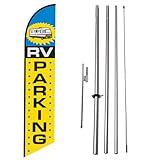 RV Parking Swooper Feather Banner Flag with 15' FT Pole Kit and Ground Spike – Ideal for Outdoor RV Parks, Campgrounds, Events, and Parking Areas