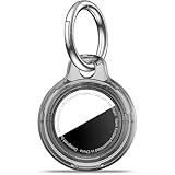 MOLOSLEEVE for Airtag Holder Case with Keychain, Shockproof GPS Cover Anti-Scratch Key Chain for Air Tags, for Airtags Accessories for GPS Item Tracker Cases for Bags, Luggages, Clear Black