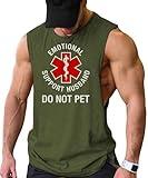 Men's Funny Graphic Workout Tank Tops Emotional Support Husband Do Not Pet Pet Lovers Gifts Shirts, Army Green, XX-Large
